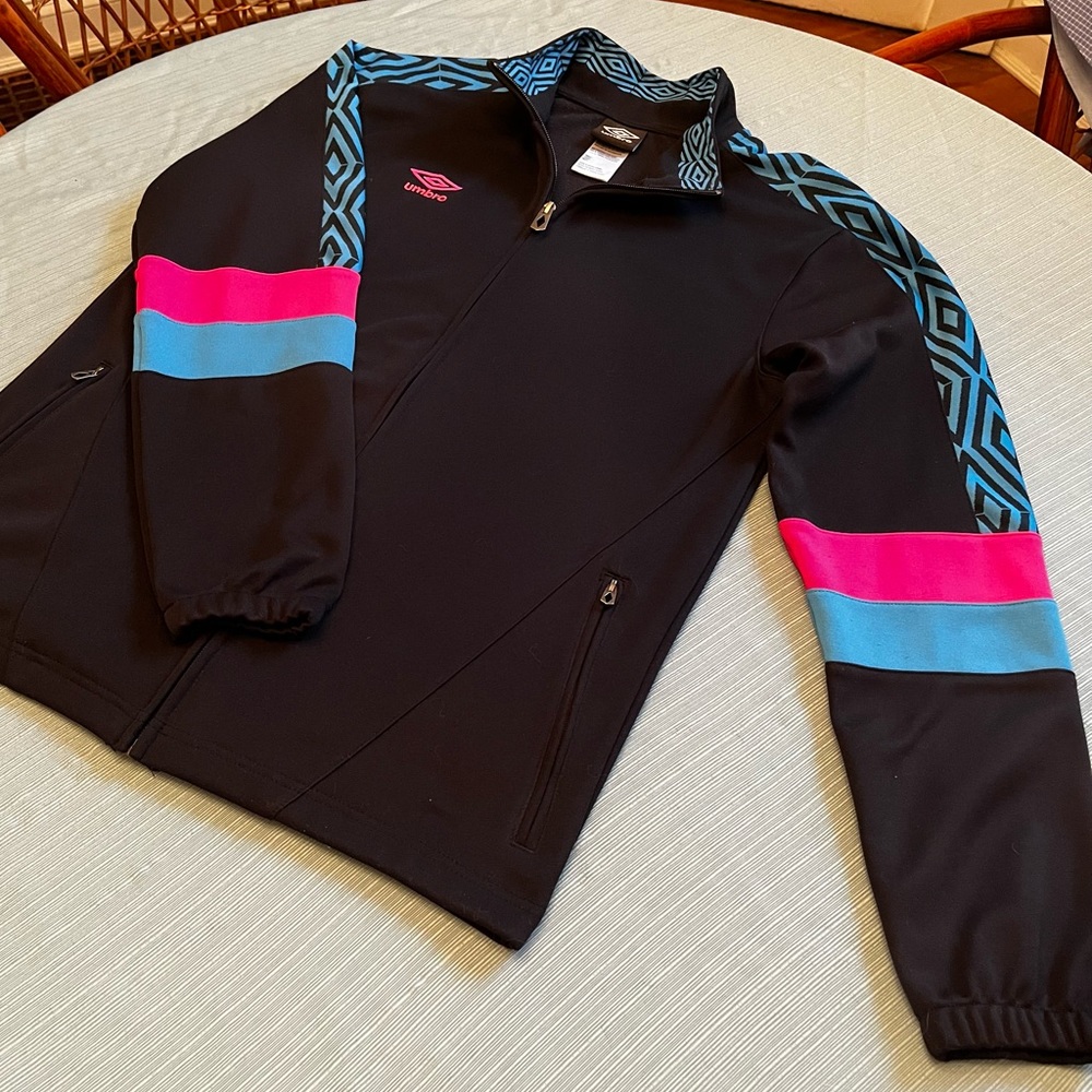 Umbro Men’s Small Zip-Up Soccer/Track Jacket Retro Color Block w Embroidery